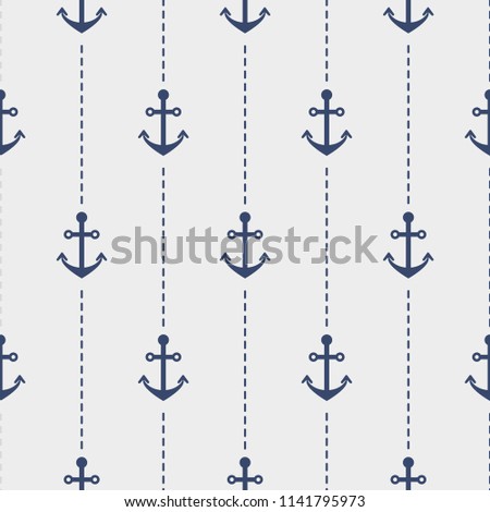 Nautical seamless vector pattern with anchors.