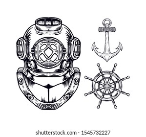 nautical set pack vector illustration, editable and detailed
