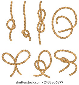  nautical set of thread or rope in different styles vector eps isolated on white background