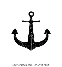 Nautical ship anchor black hand drawn icon in grunge look