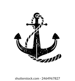 Nautical ship anchor black hand drawn icon in grunge look