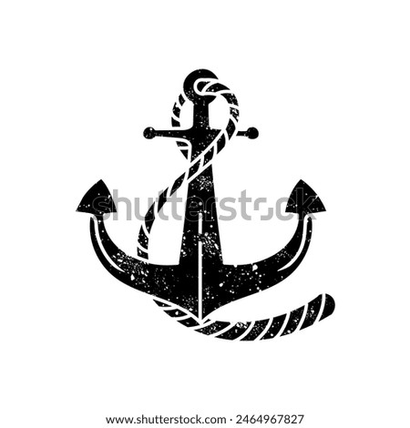 Nautical ship anchor black hand drawn icon in grunge look