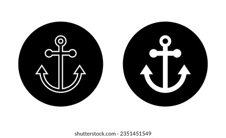 Nautical ship anchor icon vector in circle. Marine sign symbol