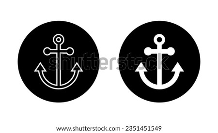 Nautical ship anchor icon vector in circle. Marine sign symbol