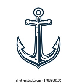 Nautical ship anchor isolated white background. Vector illustration for marine design.