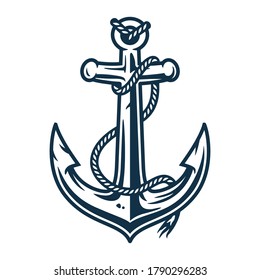 Vector Illustration Anchor Rope Engraving Style Stock Vector (Royalty ...