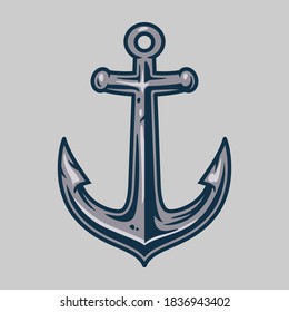 Nautical ship anchor isolated white background. Vector illustration for marine design.