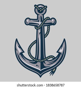 Nautical ship anchor isolated white background. Vector illustration for marine design.