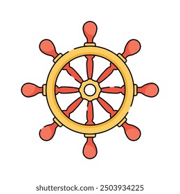 Nautical ship wheel icon, maritime, sailing, or sea adventure, ready to use vector