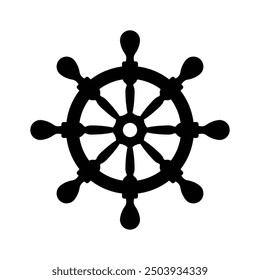Nautical ship wheel icon, maritime, sailing, or sea adventure, ready to use vector