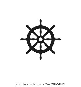 Nautical ship wheel icon maritime symbol.