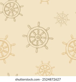 Nautical ship wheel seamless pattern collection in various colors in grid