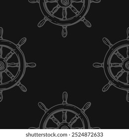 Nautical ship wheel seamless pattern collection in various colors in grid