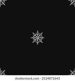 Nautical ship wheel seamless pattern collection in various colors in grid