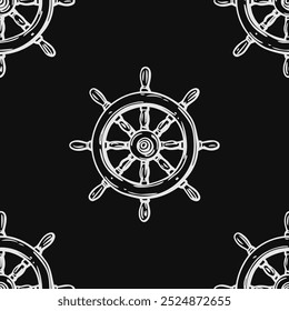 Nautical ship wheel seamless pattern collection in various colors in grid