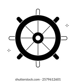 Nautical Ship Wheel Vector Icon Design