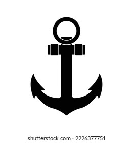 Nautical shipping boat anchor icon | Black Vector illustration |