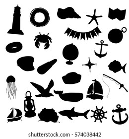 Nautical Silhouette Clip Art Design Vector