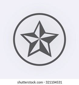 Nautical star in circle . Vector illustration