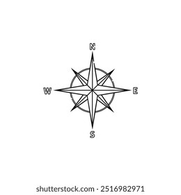 Nautical Star Icon Vector. Compass Rose Icon. Lineal or Linear art.