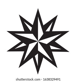 Nautical Star Logo Vector. Pentagram Polygon Shape