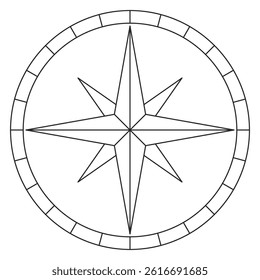 Nautical star symbol for marine navigation compass work in outline vector