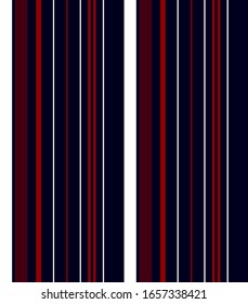 Nautical stripe seamless pattern with Navy blue, red, and white colors vertical parallel stripes.Vector abstract background.