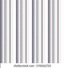 Nautical stripe seamless pattern with Navy blue, Red, off white and white colors vertical parallel stripes.Vector abstract background.
