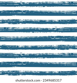 Nautical striped grunge seamless pattern. Pencill effect. Vector illustration.