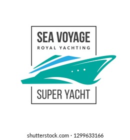 nautical style emblem, logo, with a modern yacht