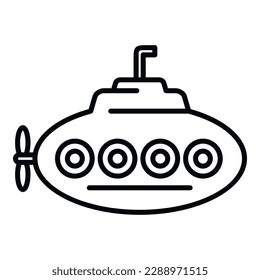 Nautical submarine icon outline vector. Underwater ship. Cute vehicle