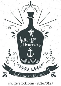 Nautical summer print with slogan for t-shirt graphic and other uses. Vector illustration.