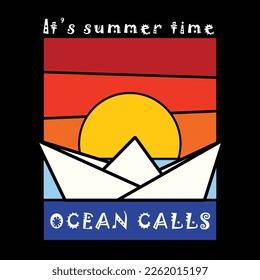 Nautical summer  typography. T shirt graphics. Vectors