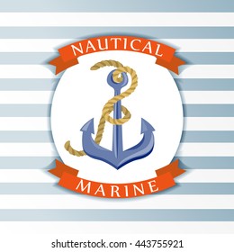 nautical symbol with an anchor. vector illustration
