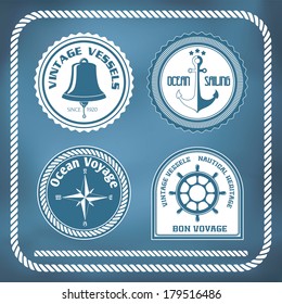 Nautical symbols - compass, anchor, ship bell