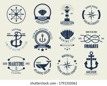 Nautical symbols and icons Retro anchor label vector illustration. Traditional sailing marine badge. Classic sail maritime navigation antique logo.