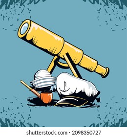 nautical telescope and hat with anchor