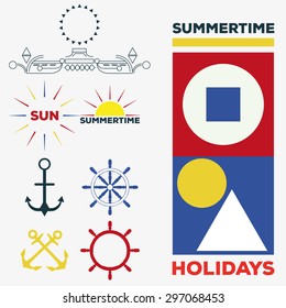 nautical template vector icons and logos.illustration