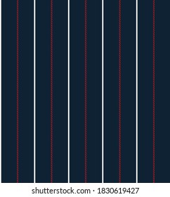 Nautical Textured Stripe Seamless Pattern With Navy Blue, Red And White Colors Vertical Parallel Stripes.Vector Abstract Background.