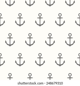 Nautical theme. Seamless pattern with silhouette of anchors. Vector illustration