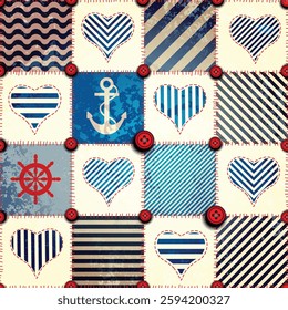 Nautical themed background patchwork patterns 