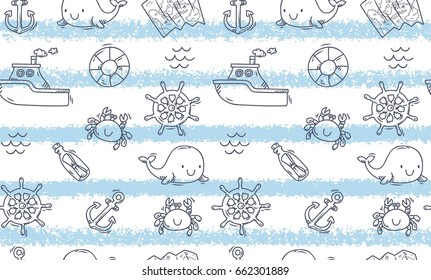 nautical themed doodle seamless