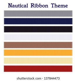 Nautical Themed Grosgrain Ribbon, Vector Illustration. Also see other ribbon sets.