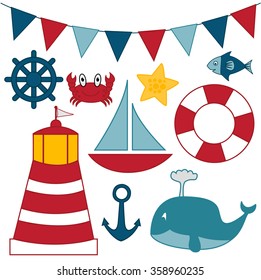 Nautical Themed Objects Stock Vector (royalty Free) 358960235 