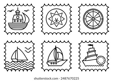 Nautical Themes Line Art Illustration Vibrant Designs Inspiration