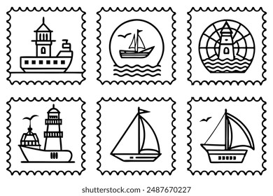 Nautical Themes Line Art Illustration Original Styles Ideas