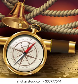 Nautical travel navigation concept background. Vector illustration