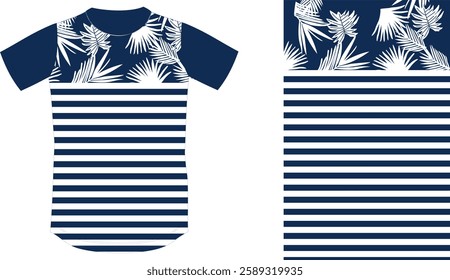 Nautical Tropical Striped T-Shirt Design