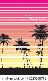 
Nautical T-Shirt Print Design Vector Illustration 