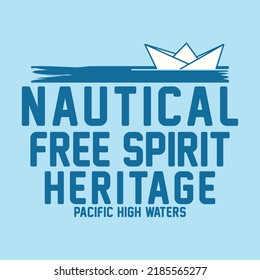 Nautical typography. T shirt graphics. Vectors